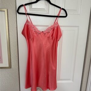 NWT Vintage Victorias Secret Pink Satin Slip Dress
